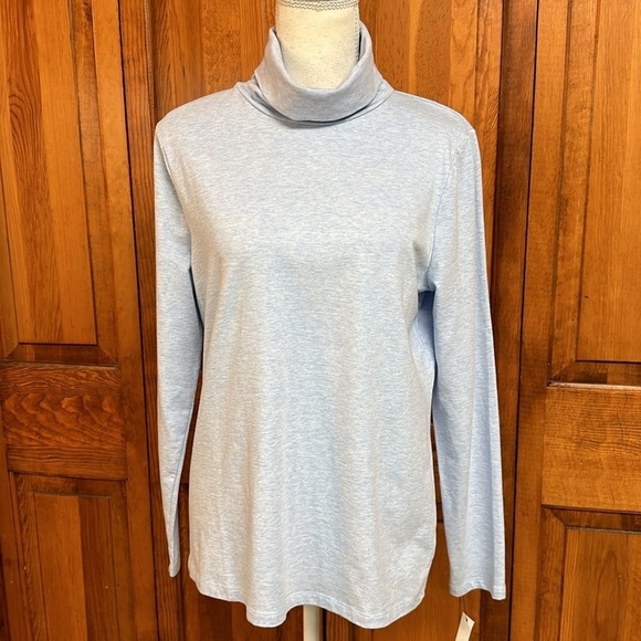 Talbots Light Blue Cotton Turtleneck Top NWT - Picture 1 of 8